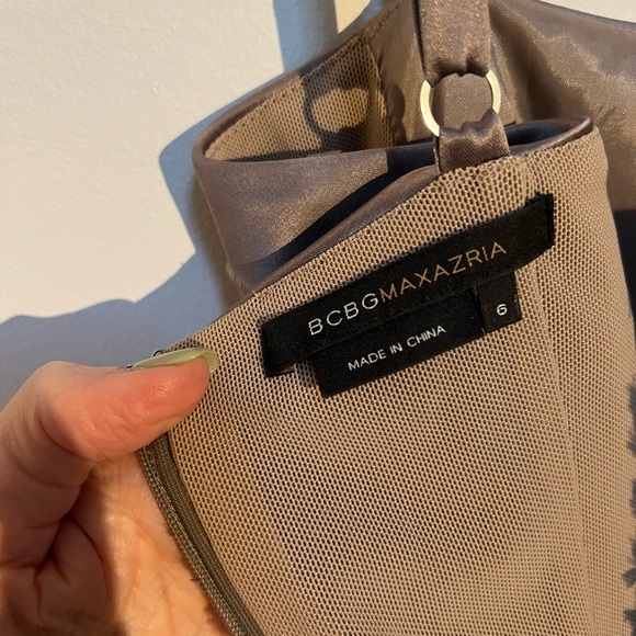 BCBGMaxAzira Cocktail Dress Shimmery Taupe Size 6 - Picture 3 of 7